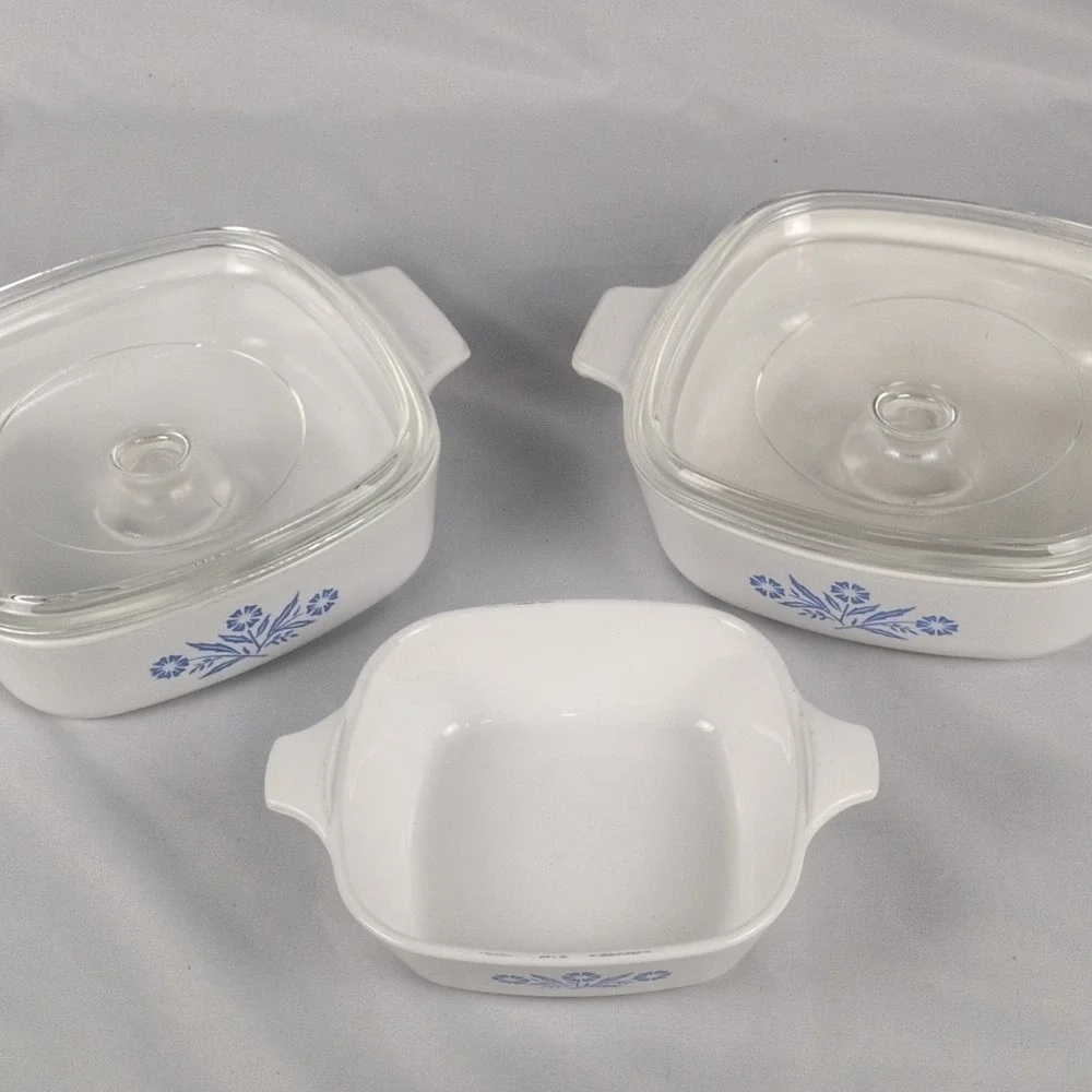 VTG Corning Ware Blue Cornflower Set of 3 - (1) P-41 & (1) P-1-B & (1) A-1-B